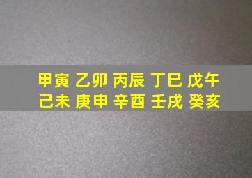 甲寅 乙卯 丙辰 丁巳 戊午 己未 庚申 辛酉 壬戌 癸亥